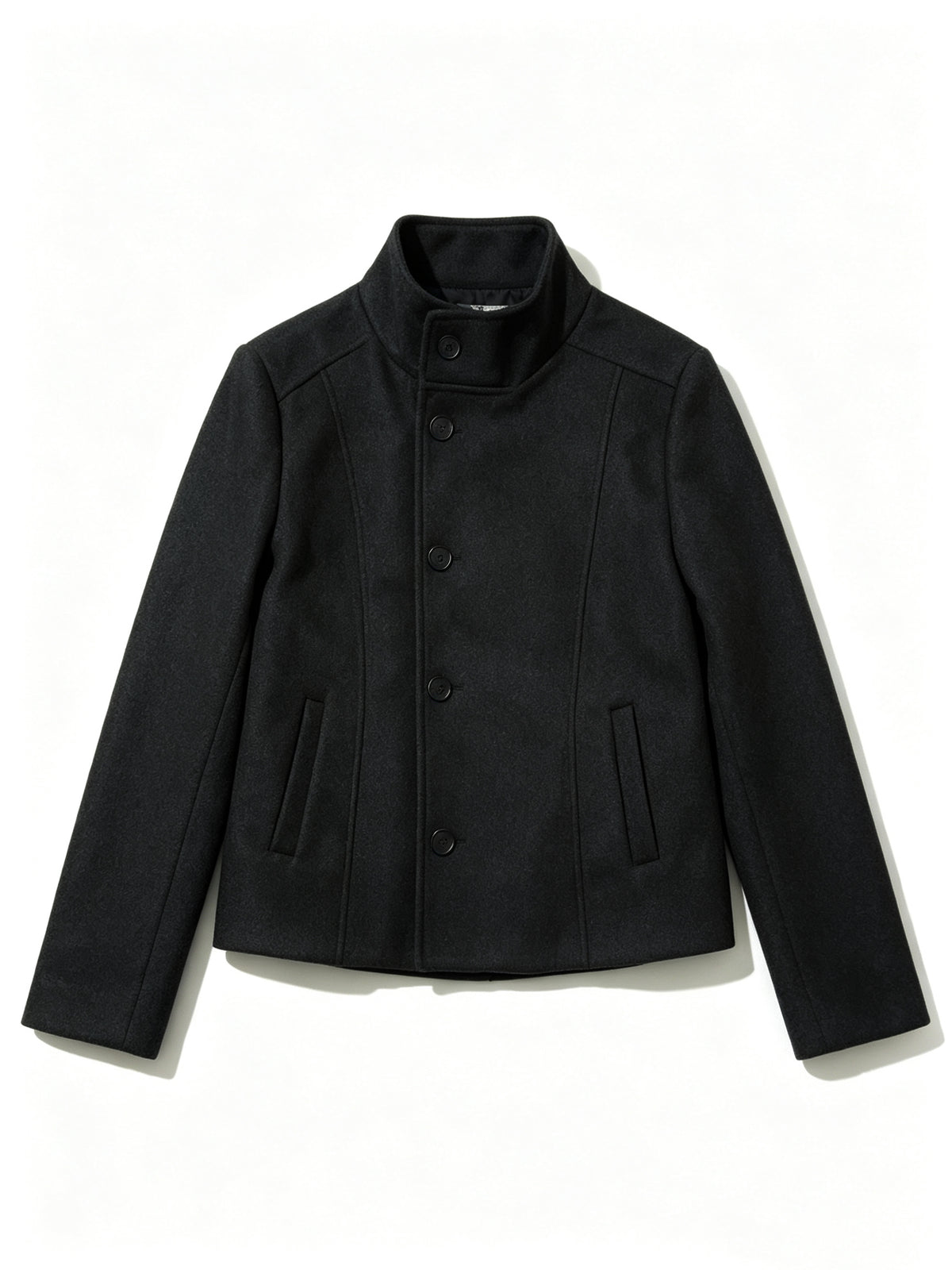 Funnel neck tailored jacket in black