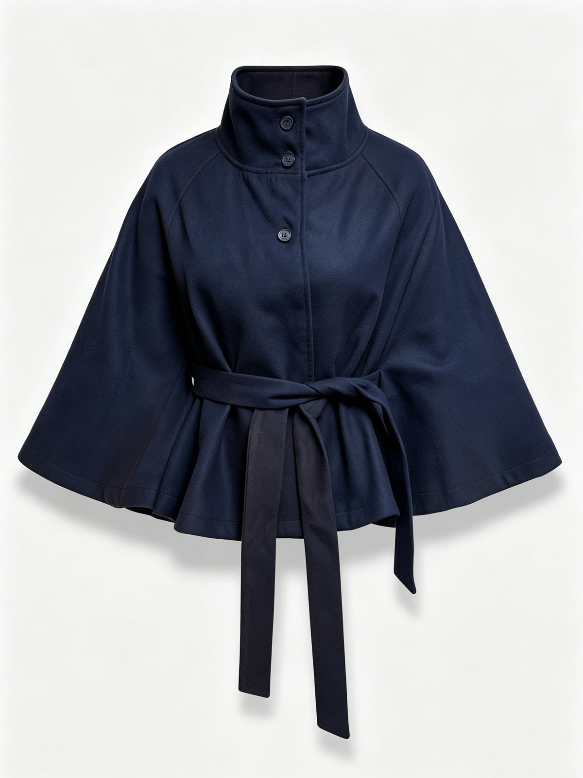 Funnel neck belt cape coat in 5 colours