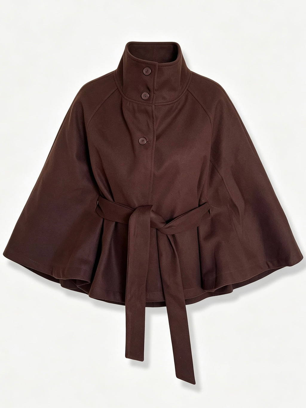 Funnel neck belt cape coat in 5 colours