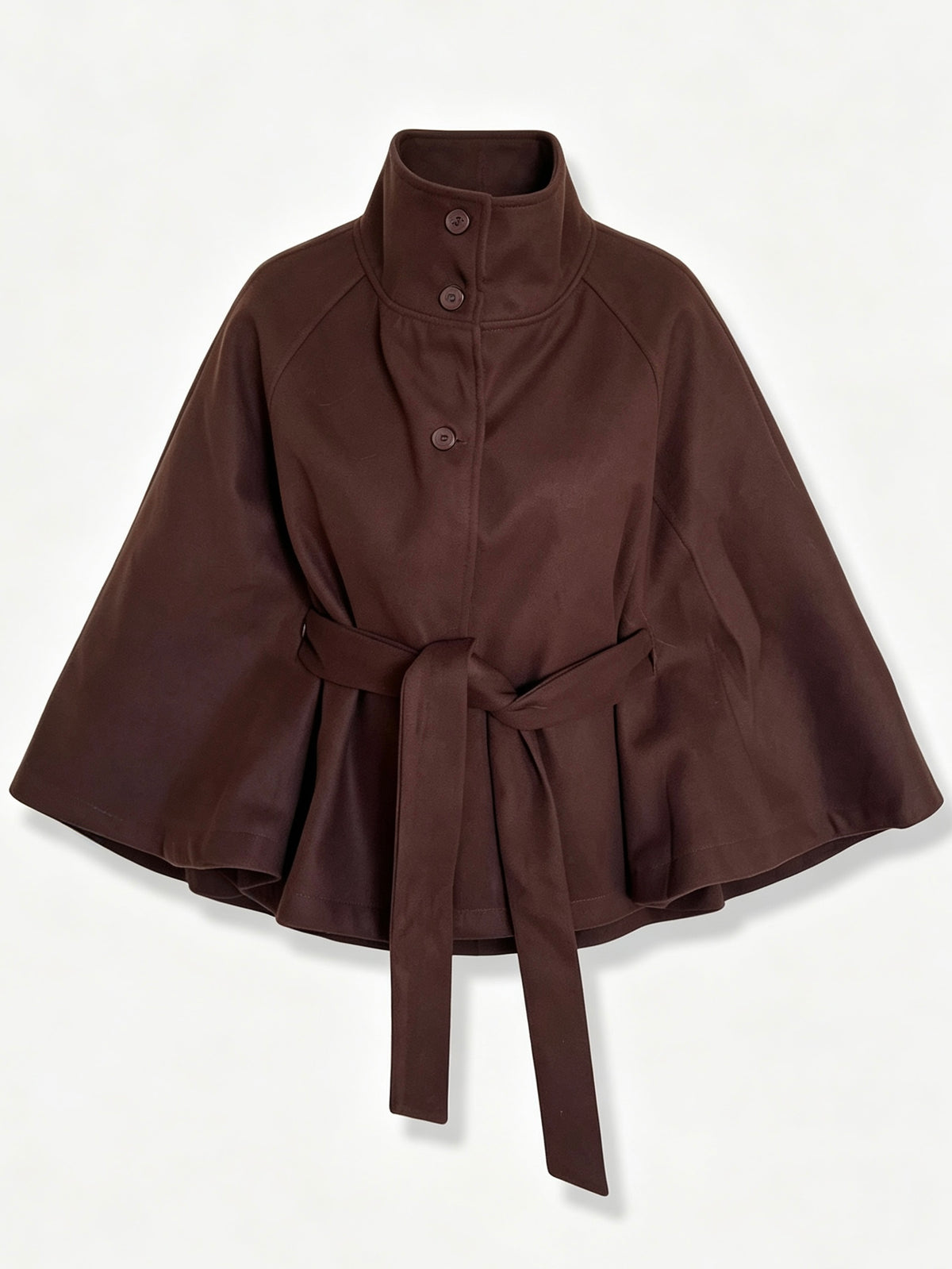 Funnel neck belt cape coat in 5 colours