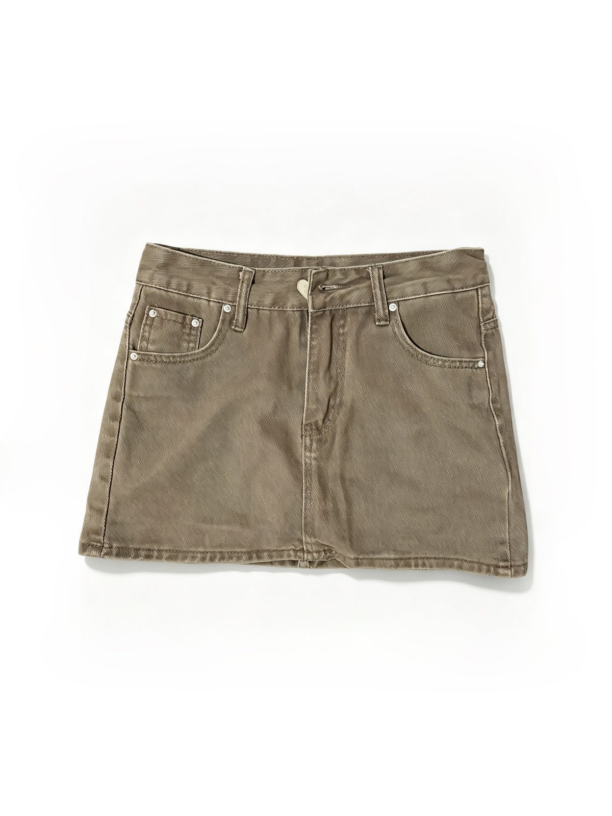 Denim mini-skirt in brown